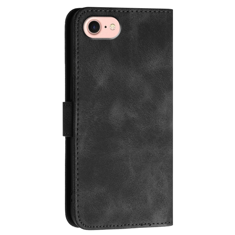 For iPhone 16e YX0080 Grid Butterfly Embossed Pattern Flip Leather Phone Case with Lanyard(Black) - iPhone 16e Cases by PMC TechLife | Online Shopping South Africa | PMC TechLife | Buy Now Pay Later Mobicred