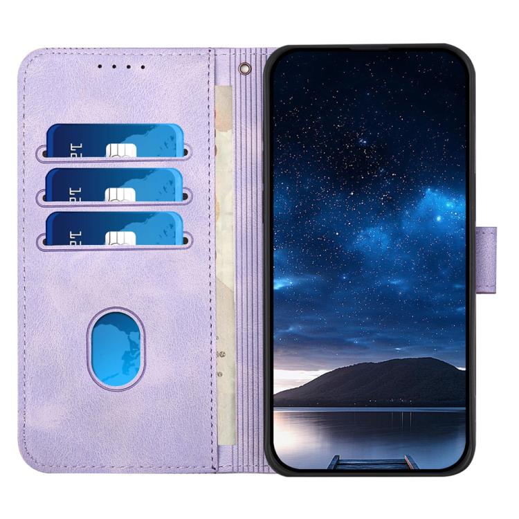For iPhone 17 YX0080 Grid Butterfly Embossed Pattern Flip Leather Phone Case with Lanyard(Light Purple) - free shipping - PMc TechLife - Order now!