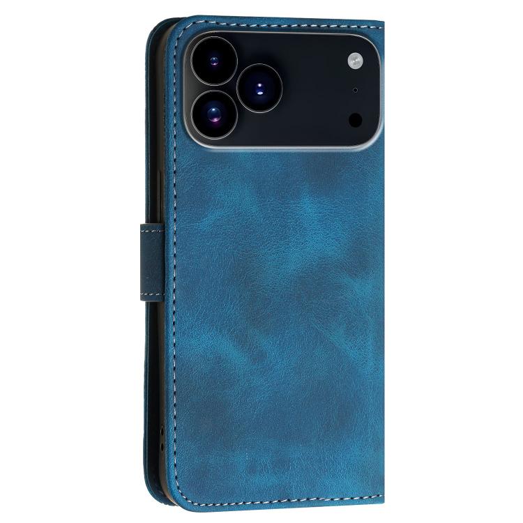 For iPhone 17 Pro YX0080 Grid Butterfly Embossed Pattern Flip Leather Phone Case with Lanyard(Dark Blue) - free shipping - PMc TechLife - Order now!