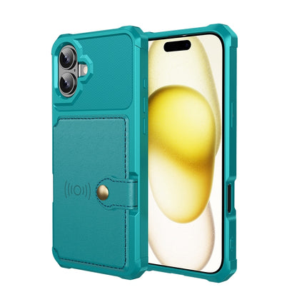 For iPhone 16 Plus Magnetic Wallet Card Bag Leather Phone Case(Cyan) - iPhone 16 Plus Cases by PMC Jewellery | Online Shopping South Africa | PMC Jewellery | Buy Now Pay Later Mobicred