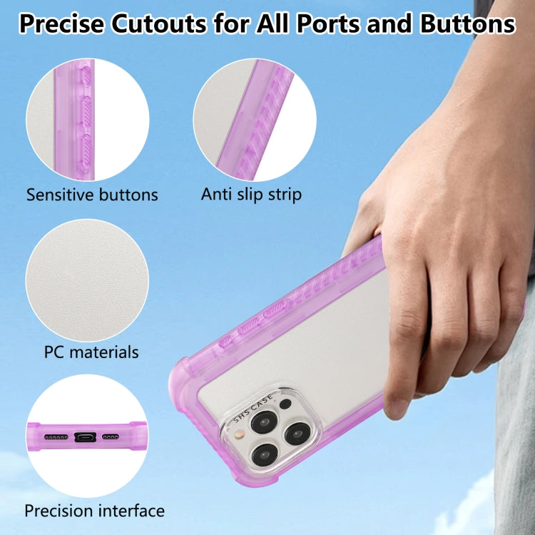 For iPhone 16 Pro Max Transparent Matte TPU Hybrid PC 3-in-1 Phone Case(Purple) - iPhone 16 Pro Max Cases by PMC TechLife | Online Shopping South Africa | PMC TechLife | Buy Now Pay Later Mobicred