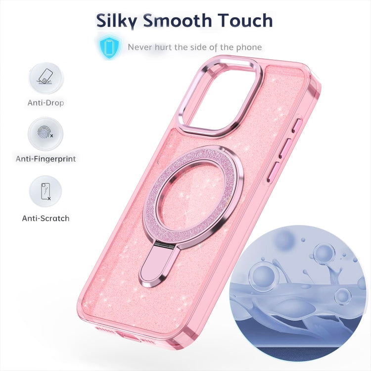 For iPhone 16 Plus Glitter Ring Holder MagSafe Phone Case(Pink) - iPhone 16 Plus Cases by PMC TechLife | Online Shopping South Africa | PMC TechLife | Buy Now Pay Later Mobicred