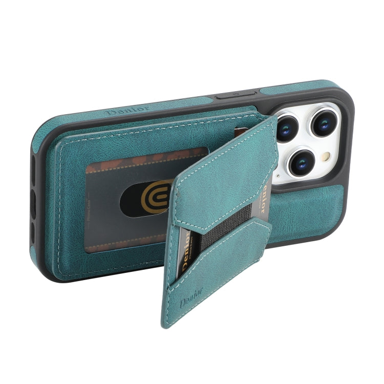 For iPhone 16 Pro Max Denior D17 Skin Feel MagSafe Detachable Card Slot Phone Case(Blue) - iPhone 16 Pro Max Cases by Denior | Online Shopping South Africa | PMC Jewellery | Buy Now Pay Later Mobicred