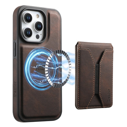 For iPhone 16 Pro Max Denior D17 Skin Feel MagSafe Detachable Card Slot Phone Case(Brown) - iPhone 16 Pro Max Cases by Denior | Online Shopping South Africa | PMC Jewellery | Buy Now Pay Later Mobicred