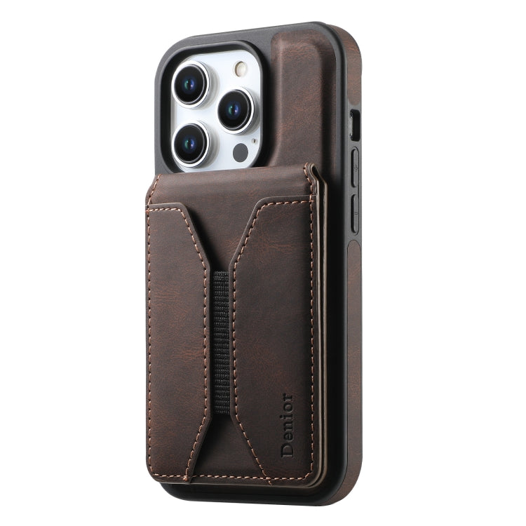 For iPhone 16 Pro Max Denior D17 Skin Feel MagSafe Detachable Card Slot Phone Case(Brown) - iPhone 16 Pro Max Cases by Denior | Online Shopping South Africa | PMC Jewellery | Buy Now Pay Later Mobicred