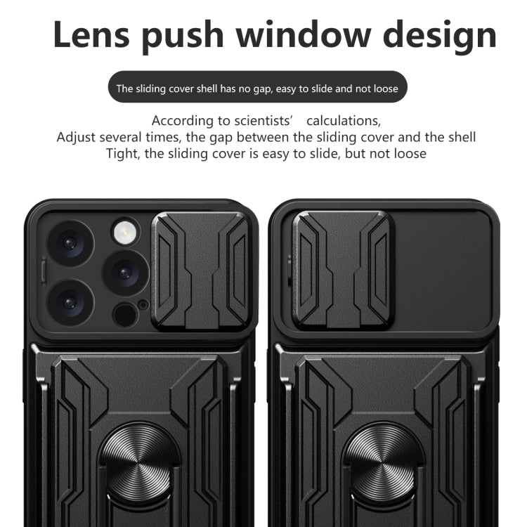 For iPhone 16 Pro Max Sliding Camshield TPU+PC Phone Case with Card Slot(Blue) - iPhone 16 Pro Max Cases by PMC TechLife | Online Shopping South Africa | PMC TechLife | Buy Now Pay Later Mobicred