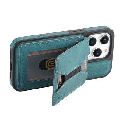 For iPhone 16 Denior D18 Skin Feel Rotating Holder MagSafe Detachable Card Slot Phone Case(Blue) - iPhone 16 Cases by Denior | Online Shopping South Africa | PMC Jewellery | Buy Now Pay Later Mobicred