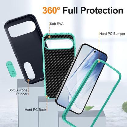 For Google Pixel 9 Pro Rugged PC + Silicone Phone Case with Holder(Dark Blue+Light Green) - Google Cases by PMC Jewellery | Online Shopping South Africa | PMC Jewellery | Buy Now Pay Later Mobicred