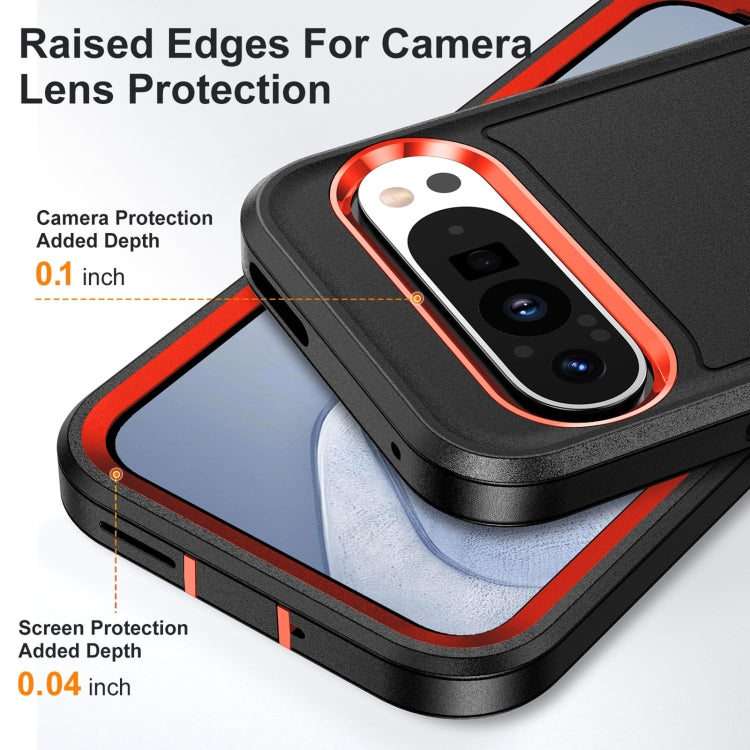 For Google Pixel 9 Rugged PC + Silicone Phone Case with Holder(Black+Orange) - Google Cases by PMC Jewellery | Online Shopping South Africa | PMC Jewellery | Buy Now Pay Later Mobicred