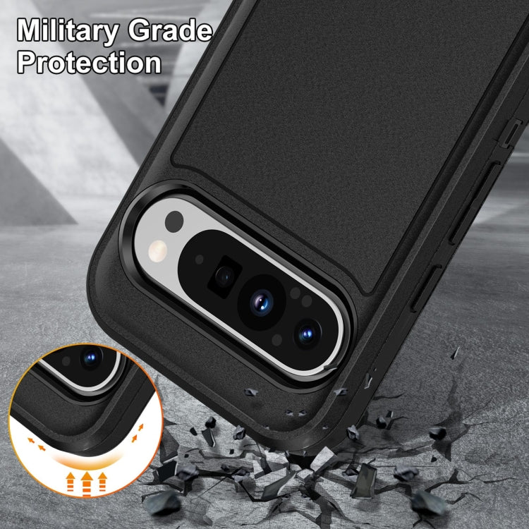 For Google Pixel 9 Rugged PC + Silicone Phone Case with Holder(Black) - Google Cases by PMC TechLife | Online Shopping South Africa | PMC TechLife | Buy Now Pay Later Mobicred