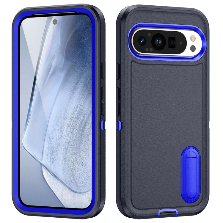 For Google Pixel 9 Rugged PC + Silicone Phone Case with Holder(Dark Blue+Royal Blue) - Google Cases by PMC Jewellery | Online Shopping South Africa | PMC Jewellery | Buy Now Pay Later Mobicred