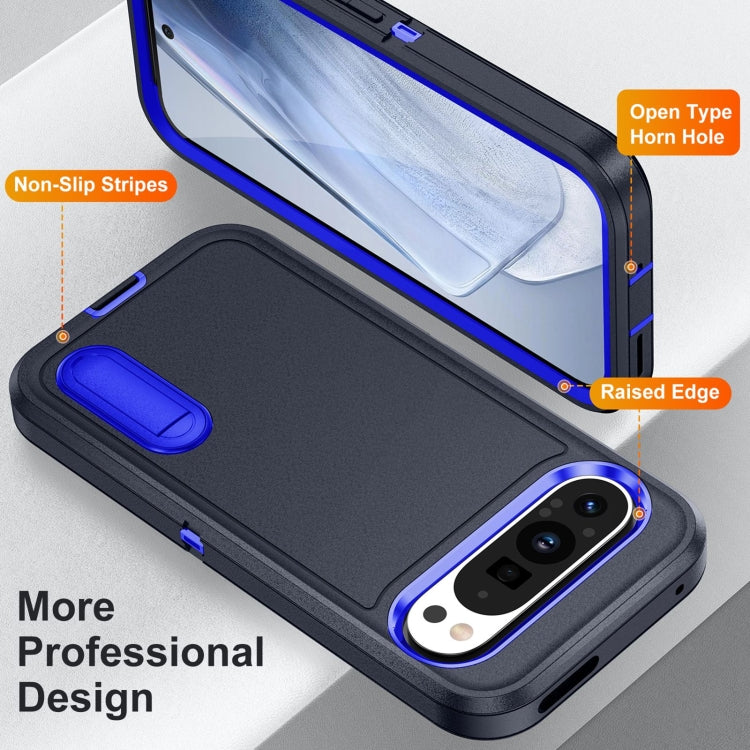 For Google Pixel 9 Rugged PC + Silicone Phone Case with Holder(Dark Blue+Royal Blue) - Google Cases by PMC Jewellery | Online Shopping South Africa | PMC Jewellery | Buy Now Pay Later Mobicred