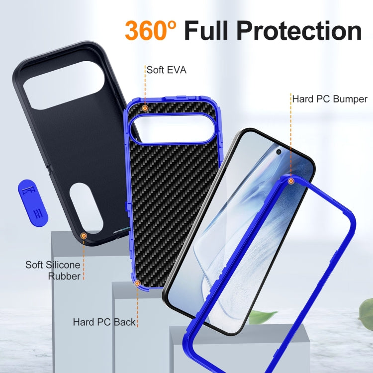 For Google Pixel 9 Rugged PC + Silicone Phone Case with Holder(Dark Blue+Royal Blue) - Google Cases by PMC Jewellery | Online Shopping South Africa | PMC Jewellery | Buy Now Pay Later Mobicred