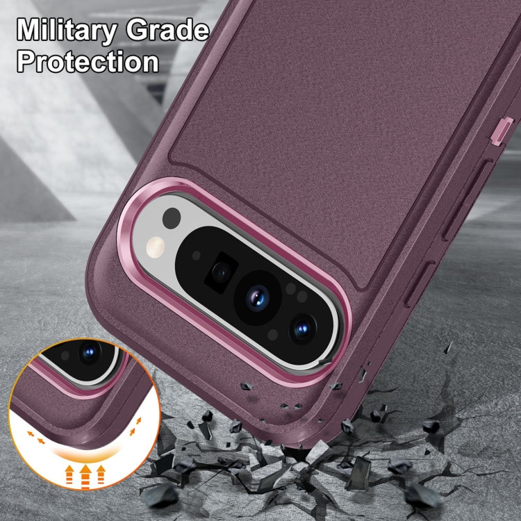 For Google Pixel 9 Rugged PC + Silicone Phone Case with Holder(Purple+Pink) - Google Cases by PMC Jewellery | Online Shopping South Africa | PMC Jewellery | Buy Now Pay Later Mobicred