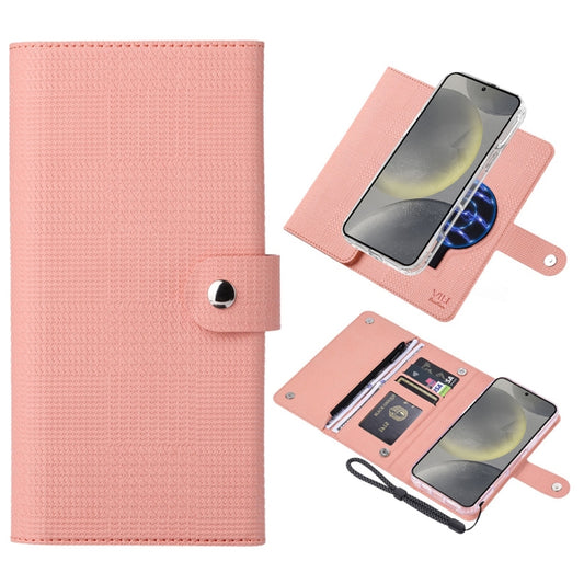 For Samsung Galaxy S24+ 5G ViLi GHB-C Series RFID MagSafe Magnetic Flip Leather Phone Case(Pink) - Galaxy S24+ 5G Cases by ViLi | Online Shopping South Africa | PMC Jewellery | Buy Now Pay Later Mobicred