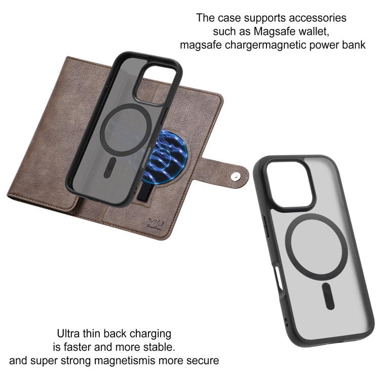 For iPhone 16 Pro ViLi GVA Series MagSafe Magnetic RFID Leather Phone Case(Coffee) - iPhone 16 Pro Cases by ViLi | Online Shopping South Africa | PMC TechLife | Buy Now Pay Later Mobicred