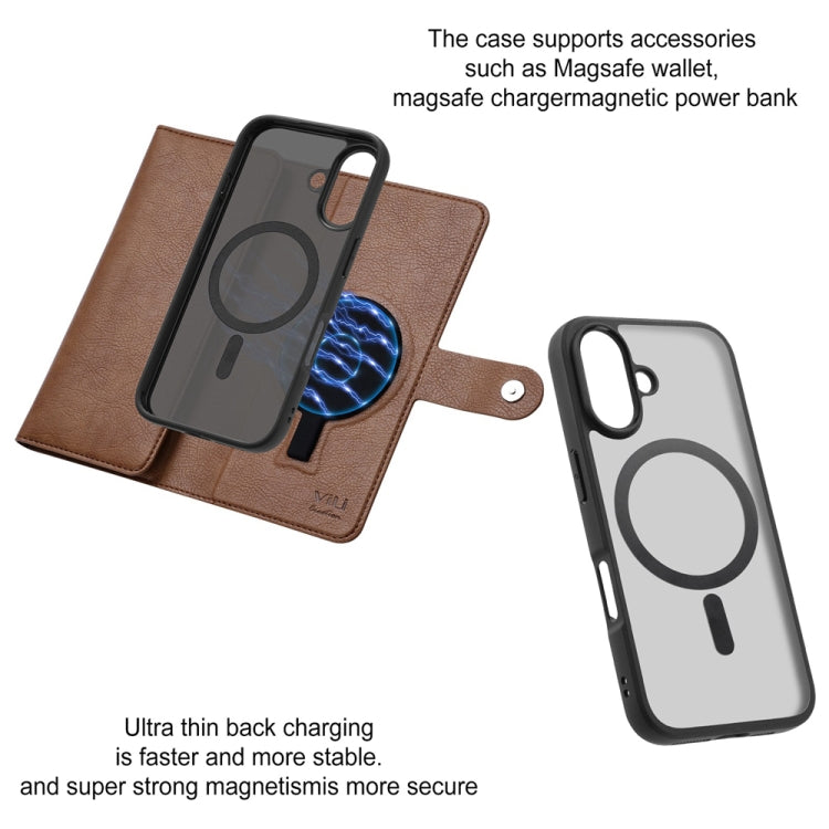 For iPhone 16 ViLi GVB Series MagSafe Magnetic RFID Leather Phone Case(Brown) - iPhone 16 Cases by ViLi | Online Shopping South Africa | PMC Jewellery | Buy Now Pay Later Mobicred