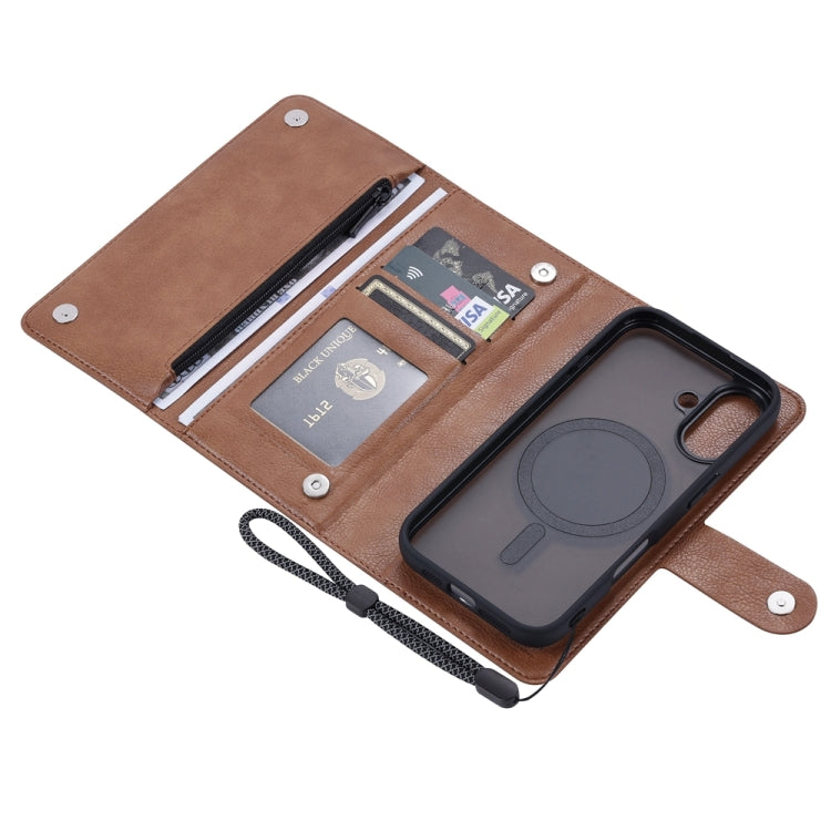 For iPhone 16 ViLi GVB Series MagSafe Magnetic RFID Leather Phone Case(Brown) - iPhone 16 Cases by ViLi | Online Shopping South Africa | PMC Jewellery | Buy Now Pay Later Mobicred