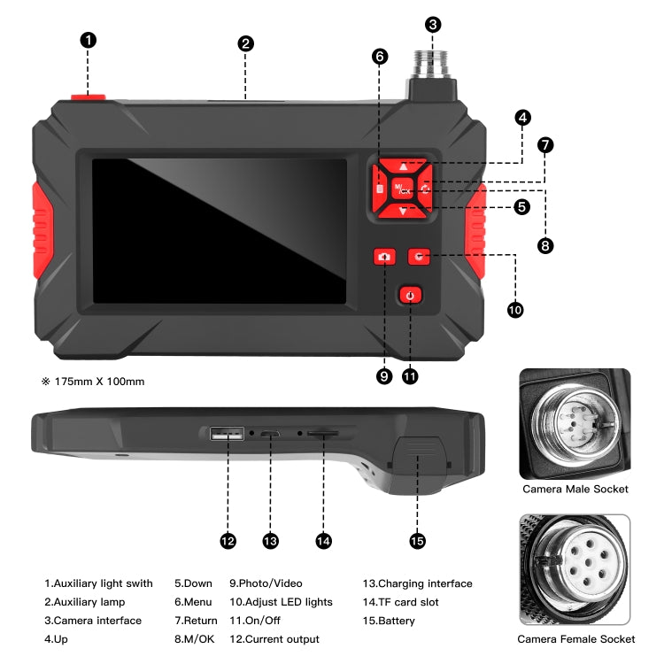 P30 8mm 1080P IP68 Waterproof 4.3 inch Screen Dual Camera Digital Endoscope, Length:3m Snake Tube(Black) -  by PMC Jewellery | Online Shopping South Africa | PMC Jewellery | Buy Now Pay Later Mobicred