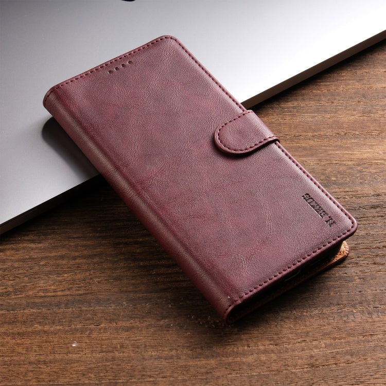 For iPhone 16e N.BEKUS CSJ-P1 Solid Color Leather Phone Case(Wine Red) - iPhone 16e Cases by N.BEKUS | Online Shopping South Africa | PMC TechLife | Buy Now Pay Later Mobicred