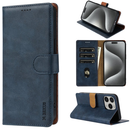 For iPhone 15 Pro Max N.BEKUS CSJ-P1 Solid Color Leather Phone Case(Blue) - iPhone 15 Pro Max Cases by N.BEKUS | Online Shopping South Africa | PMC Jewellery | Buy Now Pay Later Mobicred