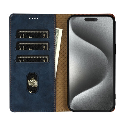 For iPhone 15 Pro Max N.BEKUS CSJ-P1 Solid Color Leather Phone Case(Blue) - iPhone 15 Pro Max Cases by N.BEKUS | Online Shopping South Africa | PMC Jewellery | Buy Now Pay Later Mobicred