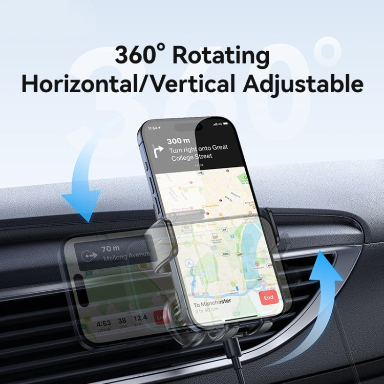 USAMS CD230 15W Accurate Aligment Wireless Charging Car Phone Holder with Suction Cup(Black) - Wireless Charger Holders by USAMS | Online Shopping South Africa | PMC Jewellery | Buy Now Pay Later Mobicred