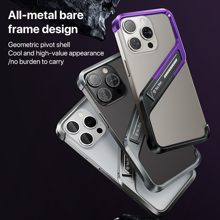 For iPhone 16 S-shaped Stand Frameless Metal Phone Case(Grey) - iPhone 16 Cases by PMC Jewellery | Online Shopping South Africa | PMC Jewellery | Buy Now Pay Later Mobicred