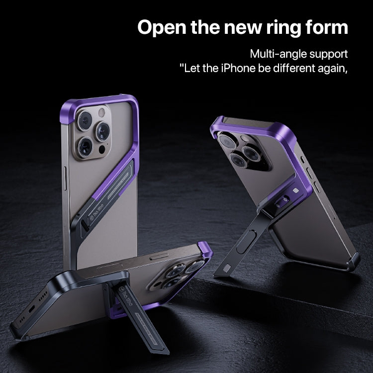 For iPhone 16 Pro Max S-shaped Stand Frameless Metal Phone Case(Black Purple) - iPhone 16 Pro Max Cases by PMC Jewellery | Online Shopping South Africa | PMC Jewellery | Buy Now Pay Later Mobicred