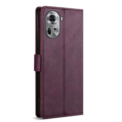 For OPPO Reno11 Pro 5G Global N.BEKUS CSJ-P1 Solid Color Leather Phone Case(Wine Red) - Reno11 Pro Cases by N.BEKUS | Online Shopping South Africa | PMC Jewellery | Buy Now Pay Later Mobicred