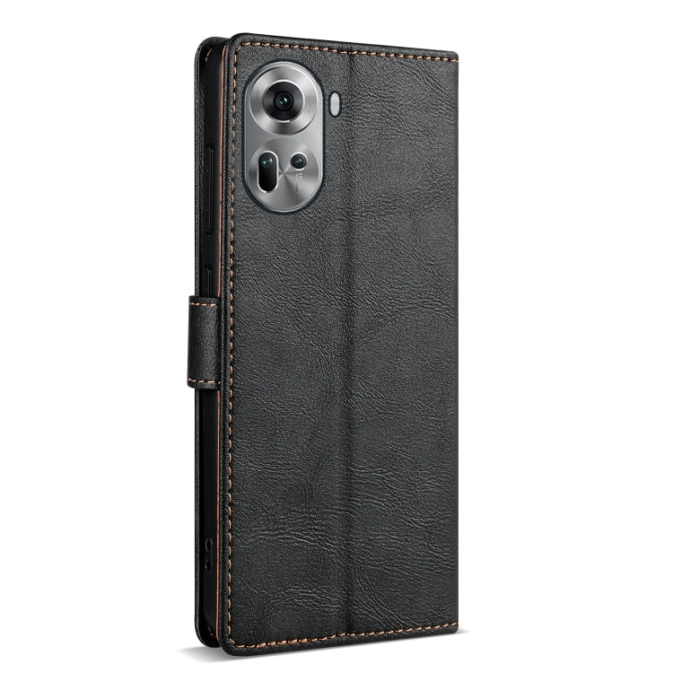 For OPPO Reno11 Pro 5G Global N.BEKUS CSJ-P1 Solid Color Leather Phone Case(Black) - OPPO Cases by N.BEKUS | Online Shopping South Africa | PMC Jewellery | Buy Now Pay Later Mobicred