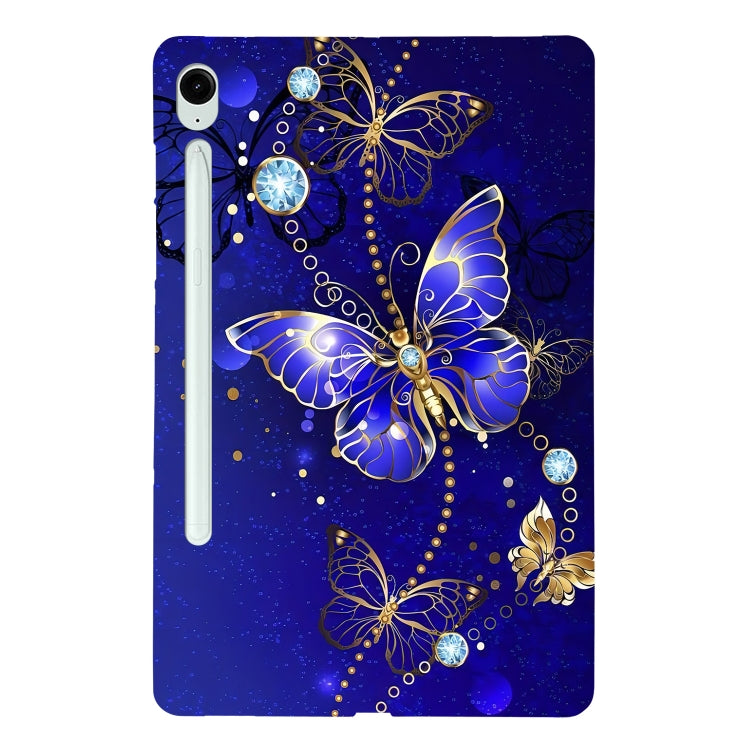 For Samsung Galaxy Tab S9 / S9 FE Color Painting Pattern Smart Tablet TPU Case(Blue Butterfly) - Galaxy Tab S9 Cases by PMC Jewellery | Online Shopping South Africa | PMC Jewellery | Buy Now Pay Later Mobicred