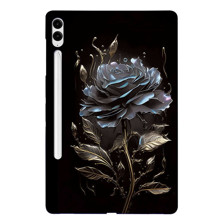 For Samsung Galaxy Tab S9+ / S9 FE+ Color Painting Pattern Smart Tablet TPU Case(Black Rose) - Galaxy Tab S9+ Cases by PMC Jewellery | Online Shopping South Africa | PMC Jewellery | Buy Now Pay Later Mobicred