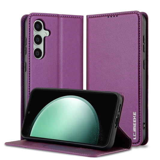 For Samsung Galaxy S24 5G LC.IMEEKE L1 Series Frosted Fine Texture PU Phone Case(Purple) - Galaxy S24 5G Cases by LC.IMEEKE | Online Shopping South Africa | PMC Jewellery | Buy Now Pay Later Mobicred