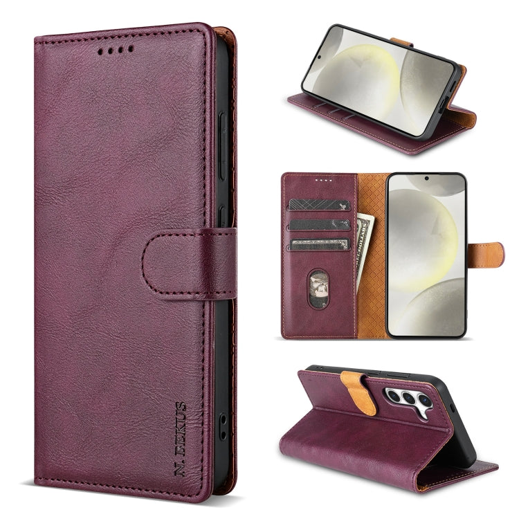 For Samsung Galaxy S24+ 5G N.BEKUS CSJ-P1 Solid Color Leather Phone Case(Wine Red) - Galaxy S24+ 5G Cases by N.BEKUS | Online Shopping South Africa | PMC Jewellery | Buy Now Pay Later Mobicred