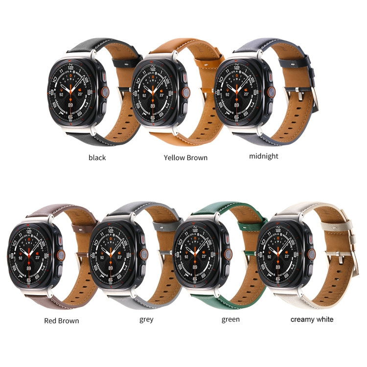 For Samsung Galaxy Watch Ultra 47mm Plain Genuine Leather Watch Band(Red Brown) - Watch Bands by PMC TechLife | Online Shopping South Africa | PMC TechLife | Buy Now Pay Later Mobicred