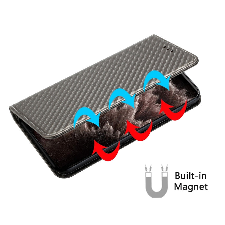 For iPhone 16 Pro Carbon Fiber Texture Magnetic Flip Leather Phone Case(Grey) - iPhone 16 Pro Cases by PMC TechLife | Online Shopping South Africa | PMC TechLife | Buy Now Pay Later Mobicred