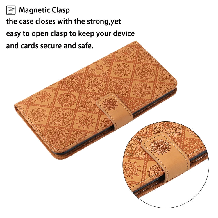 For Samsung Galaxy S25+ 5G Ethnic Style Embossed Pattern Leather Phone Case(Brown) - Galaxy S25+ 5G Cases by PMC Jewellery | Online Shopping South Africa | PMC Jewellery | Buy Now Pay Later Mobicred