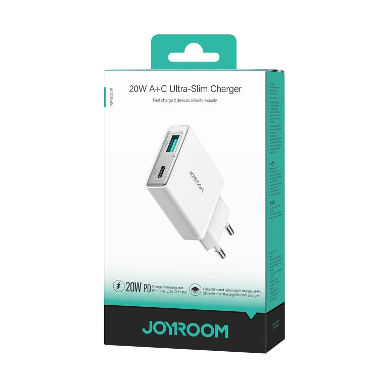 JOYROOM JR-TCF14 20W USB+USB-C / Type-C Fast Charger, Specification:EU Plug(White) - USB Charger by JOYROOM | Online Shopping South Africa | PMC Jewellery | Buy Now Pay Later Mobicred