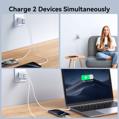 JOYROOM JR-TCF15 30W USB+USB-C / Type-C Fast Charger, Specification:EU Plug(White) - USB Charger by JOYROOM | Online Shopping South Africa | PMC Jewellery | Buy Now Pay Later Mobicred