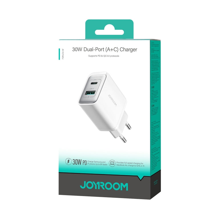 JOYROOM JR-TCF15 30W USB+USB-C / Type-C Fast Charger, Specification:EU Plug(White) - USB Charger by JOYROOM | Online Shopping South Africa | PMC Jewellery | Buy Now Pay Later Mobicred