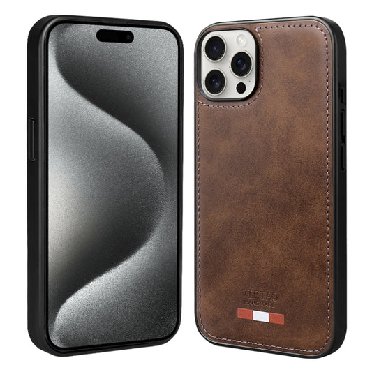 For iPhone 15 Pro Max VIETAO Plain Leather Stitching PU Phone Case(Brown) - iPhone 15 Pro Max Cases by VIETAO | Online Shopping South Africa | PMC Jewellery | Buy Now Pay Later Mobicred