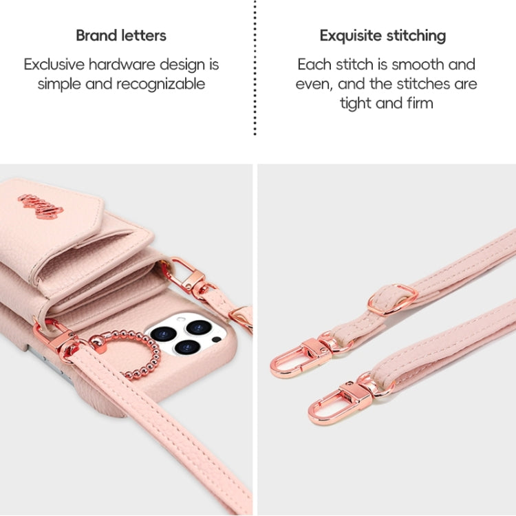 For iPhone 15 Pro Max VIETAO Ring Holder Wallet PU Phone Case with Lanyard(Pink) - iPhone 15 Pro Max Cases by VIETAO | Online Shopping South Africa | PMC Jewellery | Buy Now Pay Later Mobicred