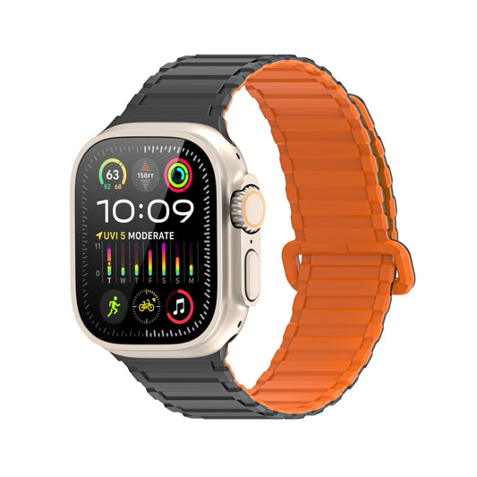 For Apple Watch Series 8 45mm DUX DUCIS KJ Series Magnetic Buckle Silicone Watch Band(Black Orange) - Watch Bands by DUX DUCIS | Online Shopping South Africa | PMC Jewellery | Buy Now Pay Later Mobicred