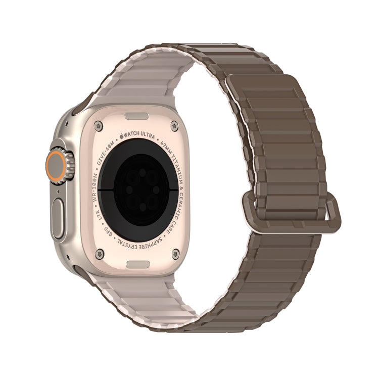 For Apple Watch Series 8 45mm DUX DUCIS KJ Series Magnetic Buckle Silicone Watch Band(Brown Grey) - Watch Bands by DUX DUCIS | Online Shopping South Africa | PMC Jewellery | Buy Now Pay Later Mobicred