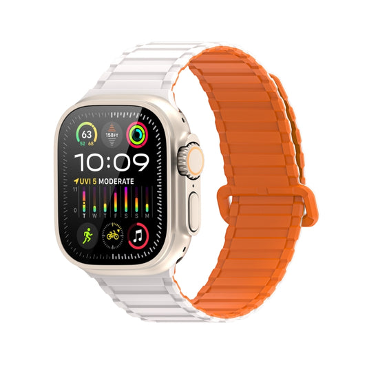 For Apple Watch Series 8 45mm DUX DUCIS KJ Series Magnetic Buckle Silicone Watch Band(Starlight Orange) - Watch Bands by DUX DUCIS | Online Shopping South Africa | PMC Jewellery | Buy Now Pay Later Mobicred