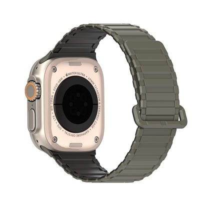 For Apple Watch Series 6 44mm DUX DUCIS KJ Series Magnetic Buckle Silicone Watch Band(Black Green) - Watch Bands by DUX DUCIS | Online Shopping South Africa | PMC Jewellery | Buy Now Pay Later Mobicred