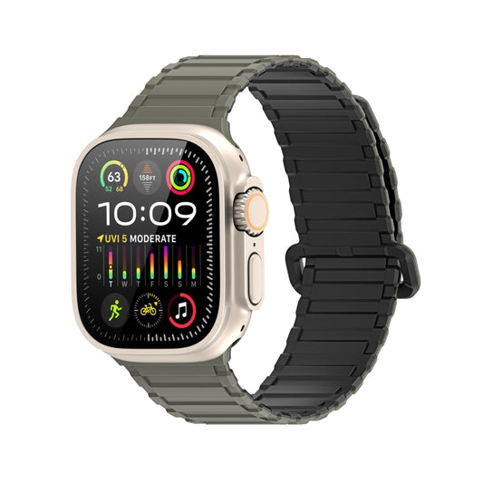 For Apple Watch Series 4 44mm DUX DUCIS KJ Series Magnetic Buckle Silicone Watch Band(Black Green) - Watch Bands by DUX DUCIS | Online Shopping South Africa | PMC Jewellery | Buy Now Pay Later Mobicred