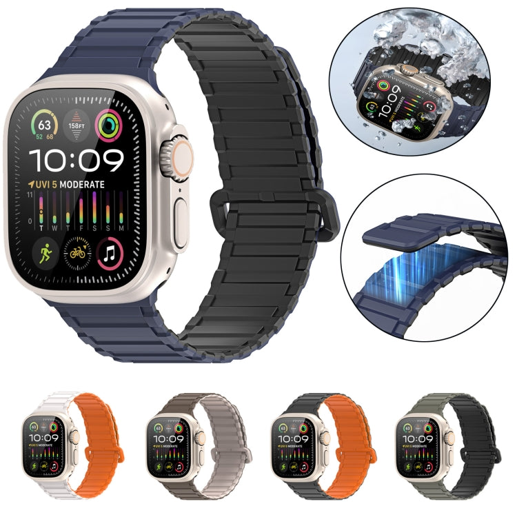 For Apple Watch Series 7 45mm DUX DUCIS KJ Series Magnetic Buckle Silicone Watch Band(Brown Grey) - Watch Bands by DUX DUCIS | Online Shopping South Africa | PMC Jewellery | Buy Now Pay Later Mobicred