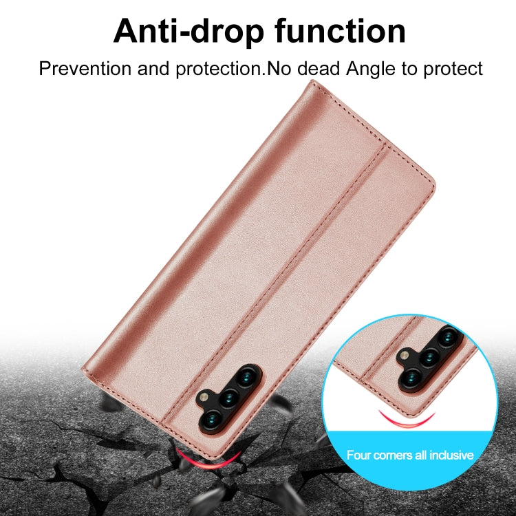 For Samsung Galaxy S24 FE 5G LC.IMEEKE Strong Magnetism Microfiber Leather Phone Case(Rose Gold) - Galaxy S24 FE 5G Cases by LC.IMEEKE | Online Shopping South Africa | PMC Jewellery | Buy Now Pay Later Mobicred